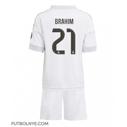 Camiseta Real Madrid Brahim Diaz #21 Primera Equipación para niños 2025-26 manga corta (+ pantalones cortos)